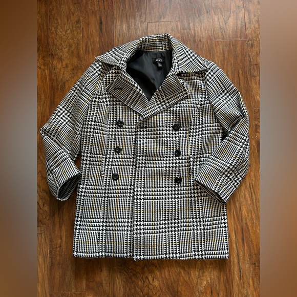 Alyx Jackets & Blazers - Women’s Black and White Plaid Peacoat Jacket
